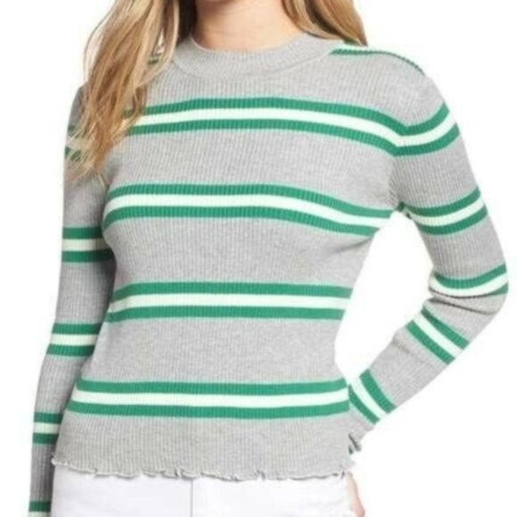 bp Tops - BP. Ribbed Lettuce Edge striped sweater